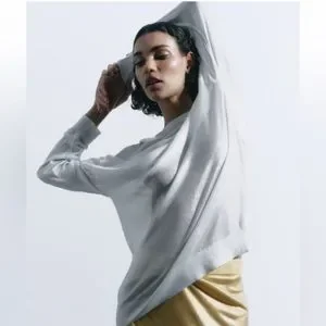 なまり Zara | Sweaters | Nwt Zara Long Metallic Thread Knit Top